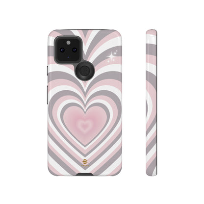 Pink & Grey Heart Phone Case For Valentine's day