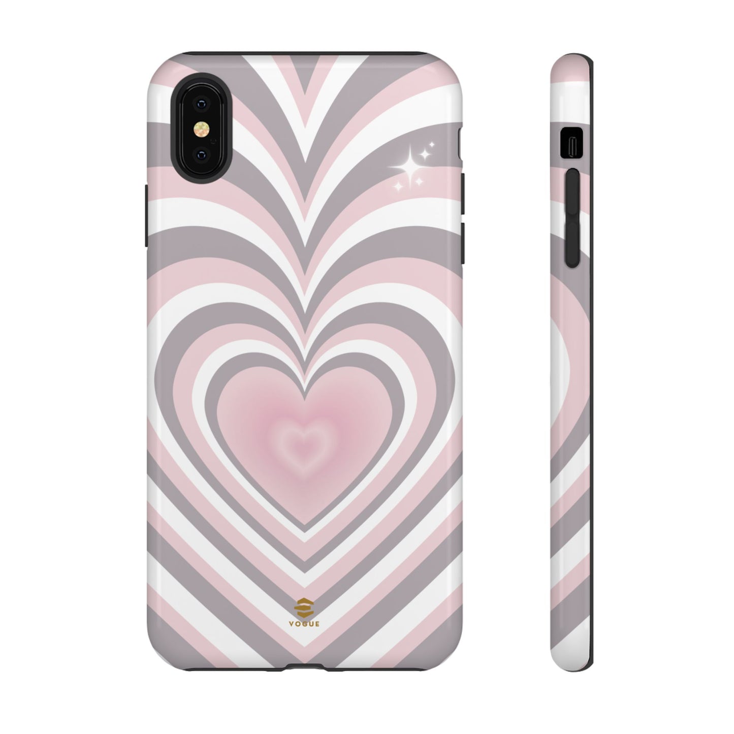 Pink & Grey Heart Design - Phone Case, Love, Valentine's Day Gift for Her