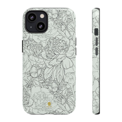 Funda para iPhone con diseño de peonías y salvia