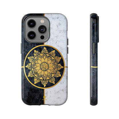 Funda para iPhone con diseño de mandala dorado