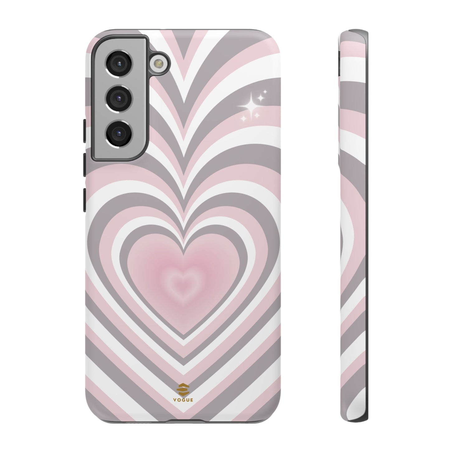 Pink & Grey Heart Design - Phone Case, Love, Valentine's Day Gift for Her