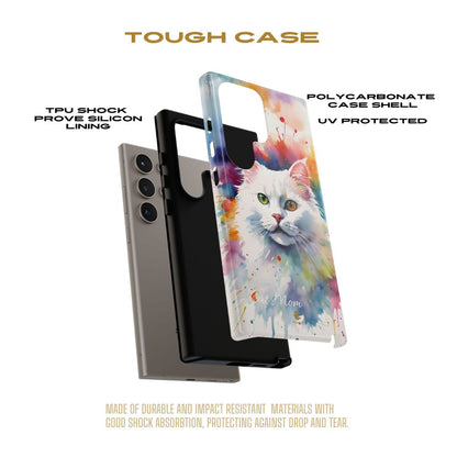 Custom White Cat Samsung Galaxy Tough Phone Case