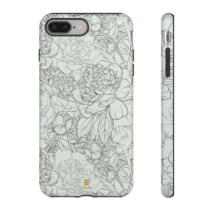 Funda para iPhone con diseño de peonías y salvia