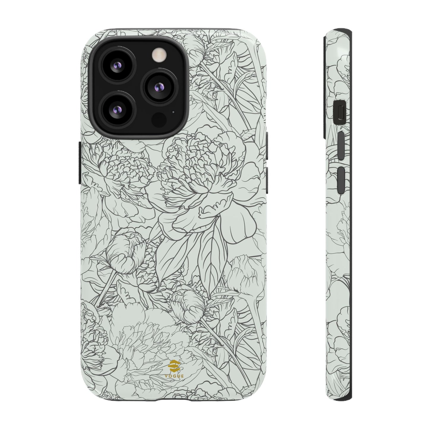 Funda para iPhone con diseño de peonías y salvia