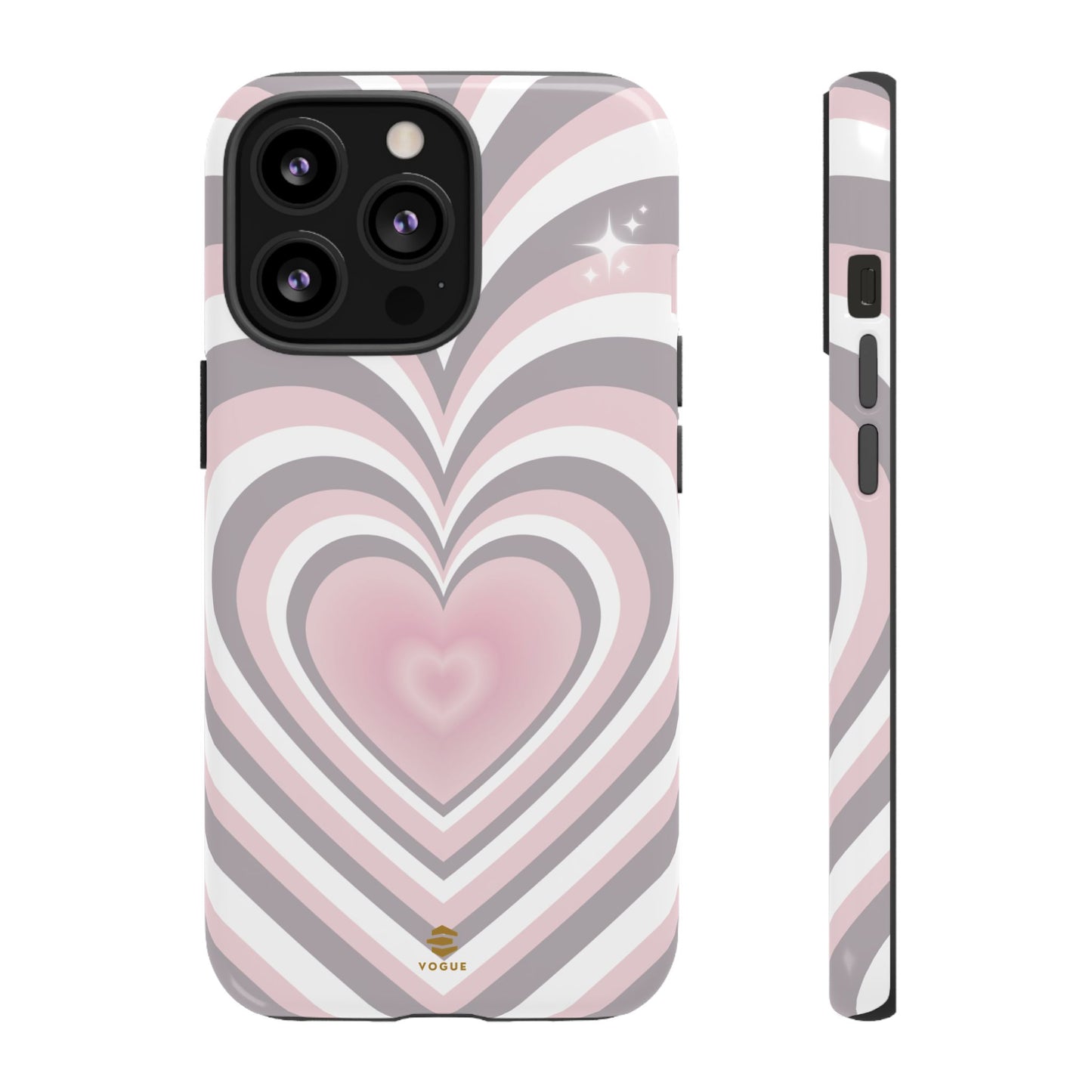 Pink & Grey Heart Design - Phone Case, Love, Valentine's Day Gift for Her