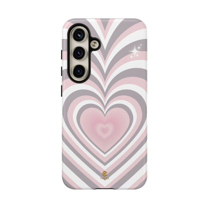 Pink & Grey Heart Design - Phone Case, Love, Valentine's Day Gift for Her