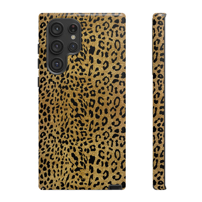 Goldene Samsung-Hülle mit Leopardenmuster