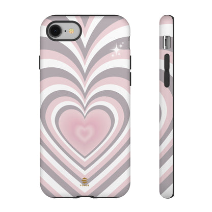 Pink & Grey Heart Design - Phone Case, Love, Valentine's Day Gift for Her