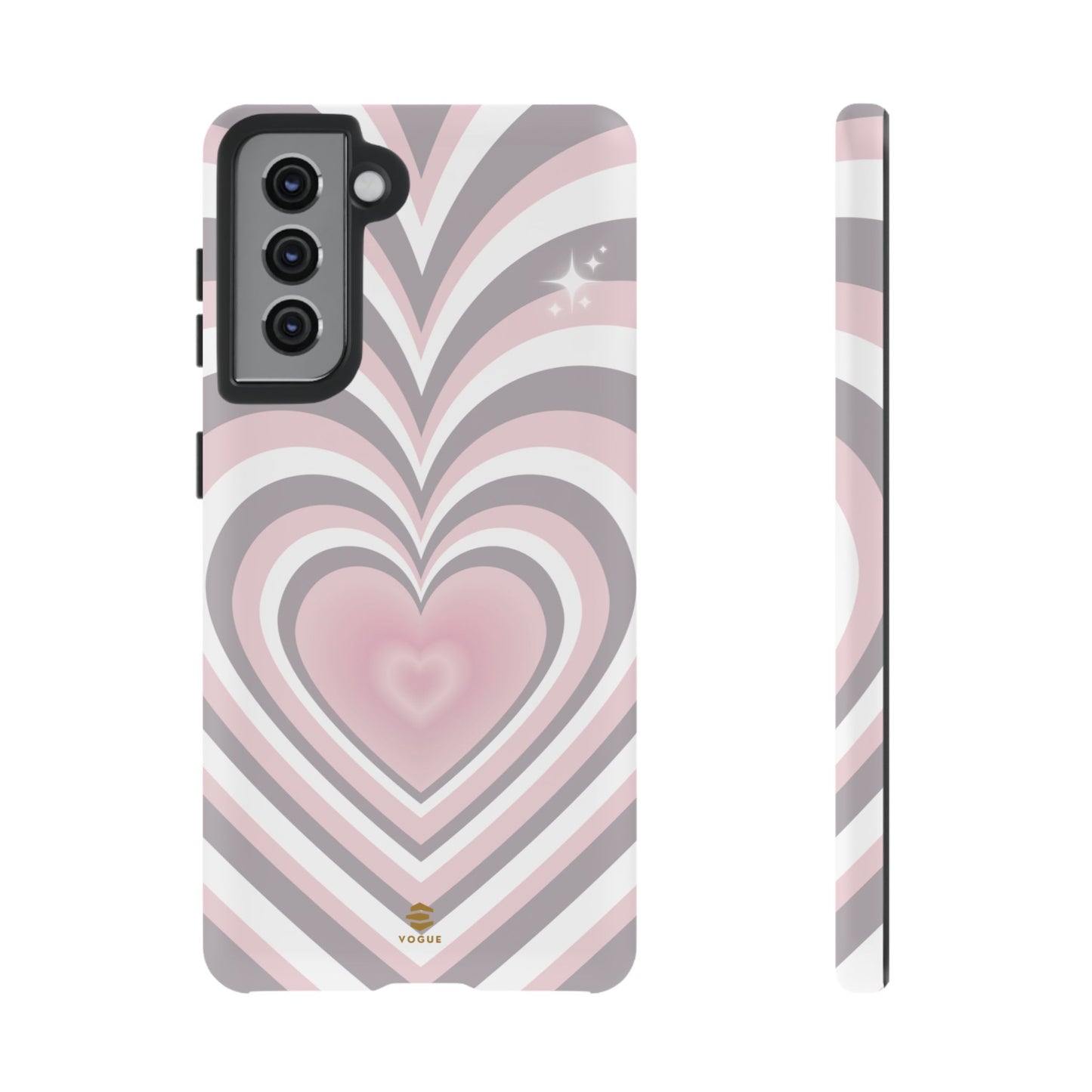 Pink & Grey Heart Design - Phone Case, Love, Valentine's Day Gift for Her