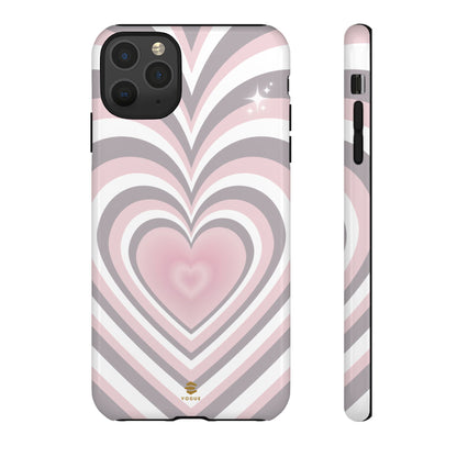 Pink & Grey Heart Design - Phone Case, Love, Valentine's Day Gift for Her