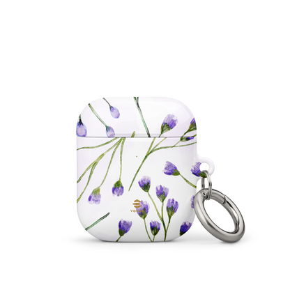 Estuches para AirPods con diseño de flores de color lila