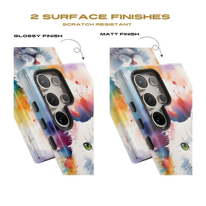 Custom White Cat Samsung Galaxy Tough Phone Case