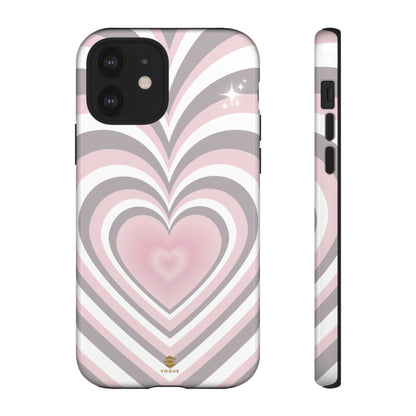 Pink & Grey Heart Design - Phone Case, Love, Valentine's Day Gift for Her