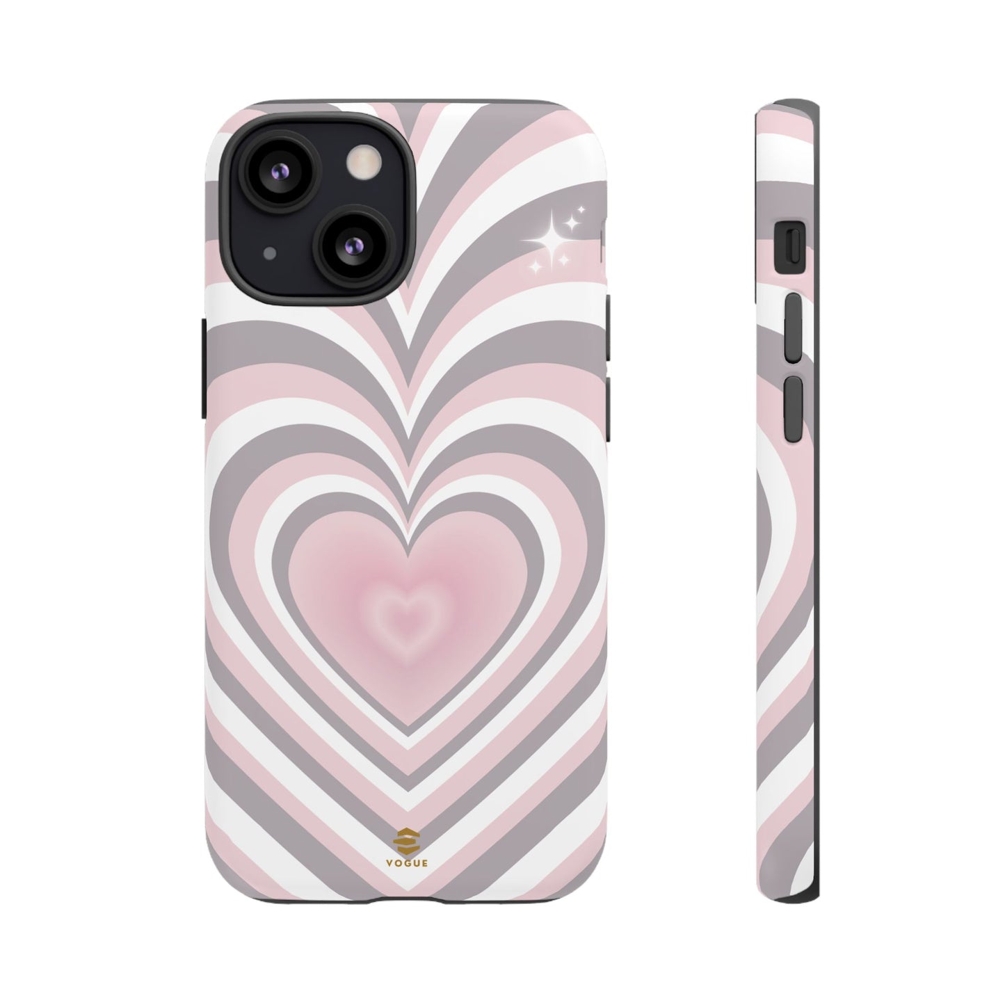 Pink & Grey Heart Design - Phone Case, Love, Valentine's Day Gift for Her