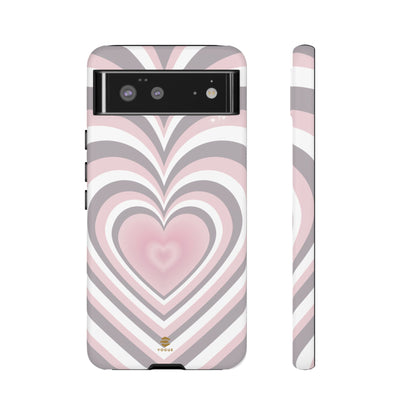 Pink & Grey Heart Phone Case For Valentine's day