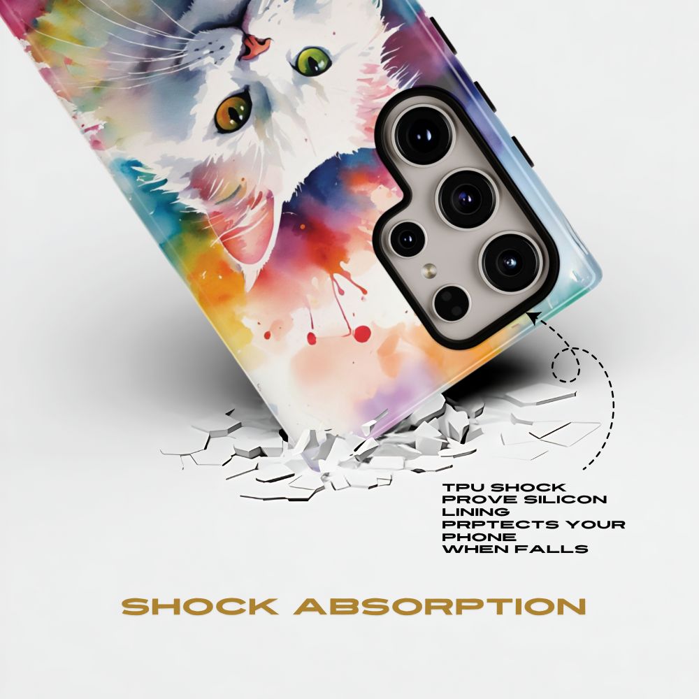 Custom White Cat Samsung Galaxy Tough Phone Case