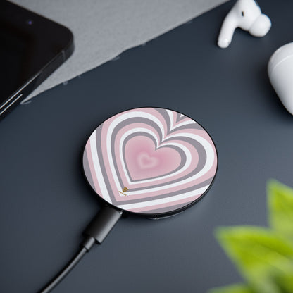 Pink & Grey Hearts  Induction Charger