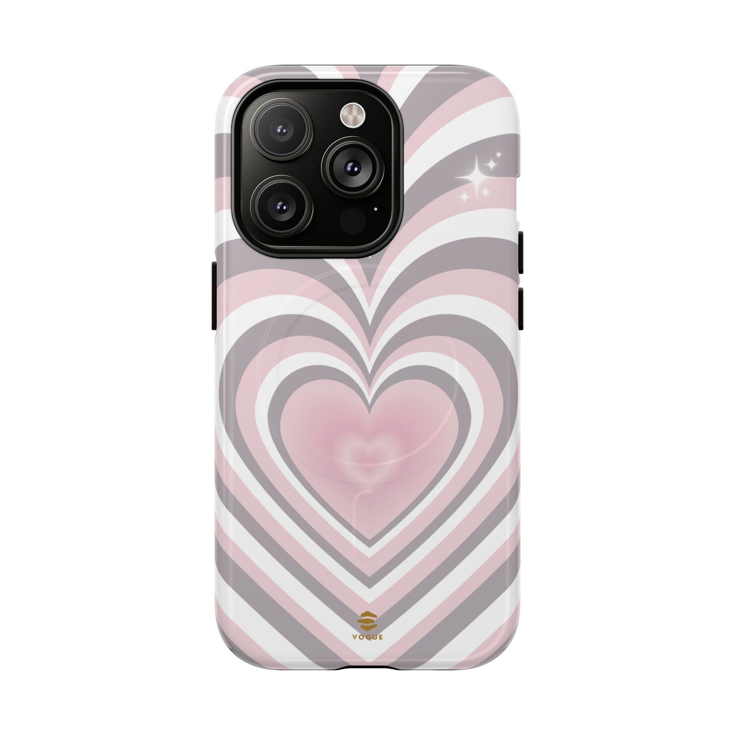 Pink & Grey Heart Design - Phone Case MagSafe, Love, Valentine's Day Gift for Her