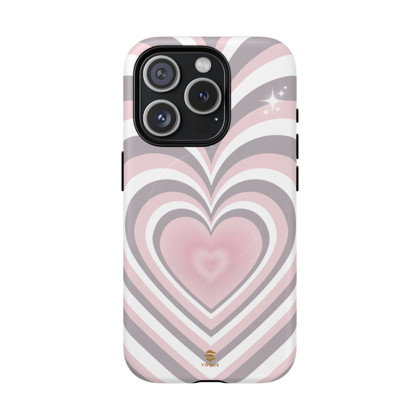 Pink & Grey Heart Design - Phone Case MagSafe, Love, Valentine's Day Gift for Her