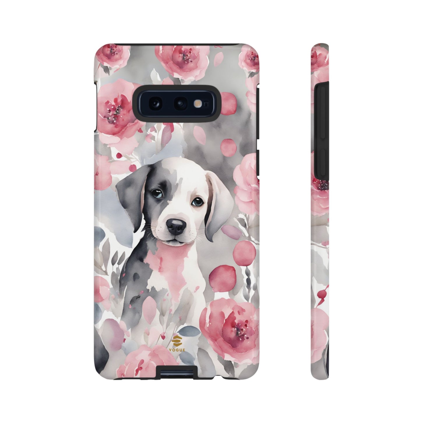 Cute Puppy Samsung Phone Case, Love, Valentine's Day Gift for Her Pink & Grey Protective cover