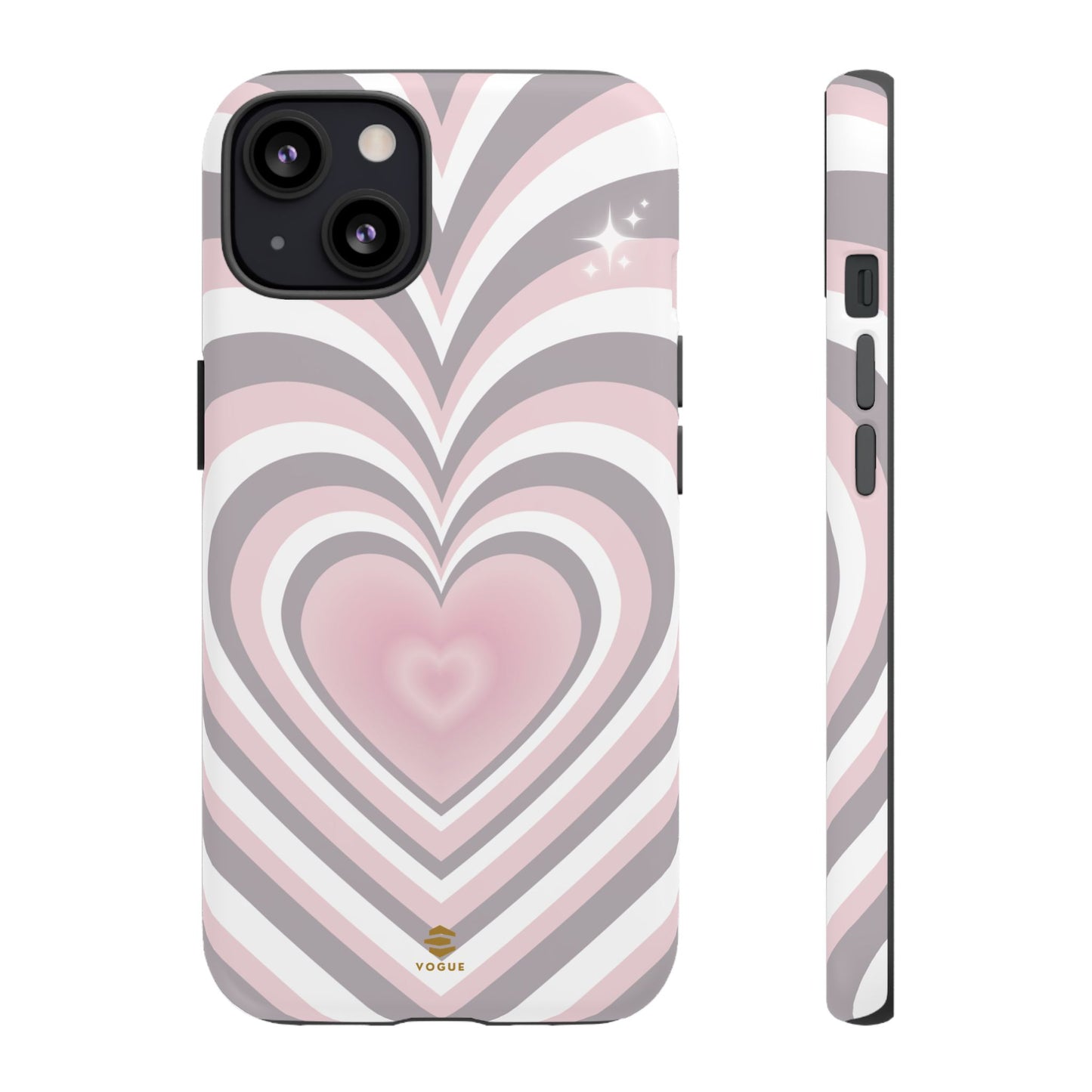 Pink & Grey Heart Design - Phone Case, Love, Valentine's Day Gift for Her