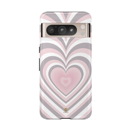 Pink & Grey Heart Phone Case For Valentine's day