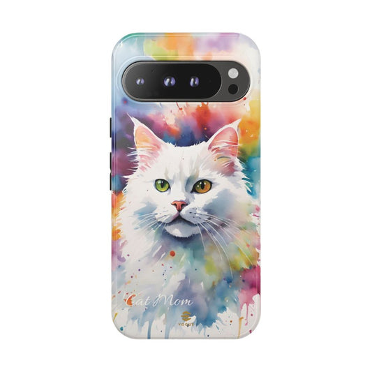 Custom White Cat Google Pixel Tough Phone Case