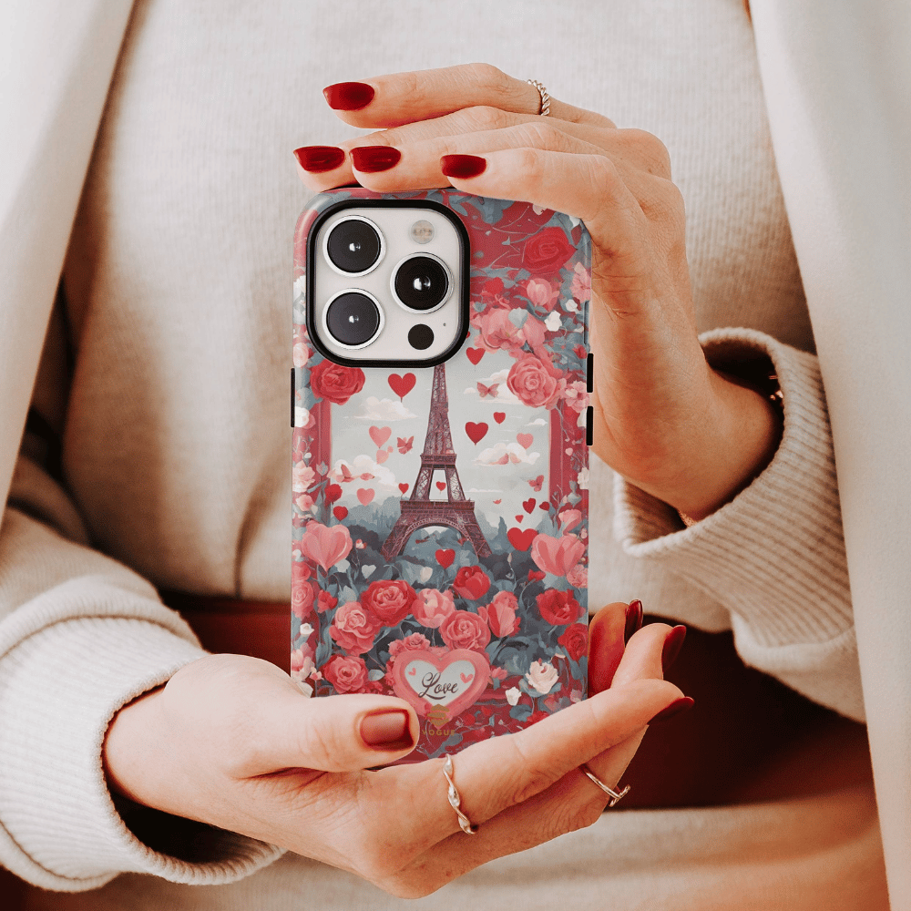 Hearts in Paris Phone Case Valentine's Day Gift for Her