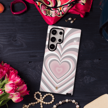 Pink & Grey Heart Design - Phone Case, Love, Valentine's Day Gift for Her