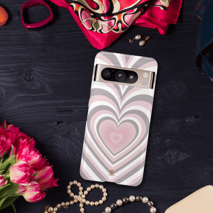 Pink & Grey Heart Phone Case For Valentine's day