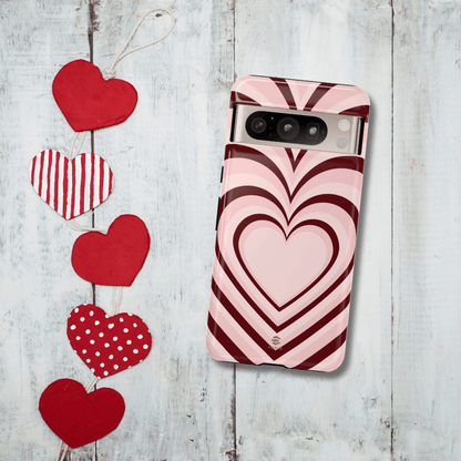 Burgundy Hearts Phone Case For Valentine's day Google pixel