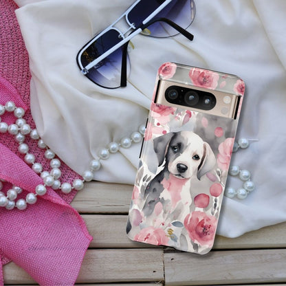 Cute Puppy Google Phone Case For Valentine's day Pink & Grey durable Protective Cover