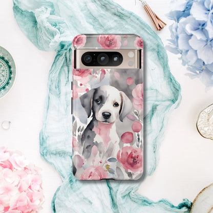 Cute Puppy Google Phone Case For Valentine's day Pink & Grey durable Protective Cover