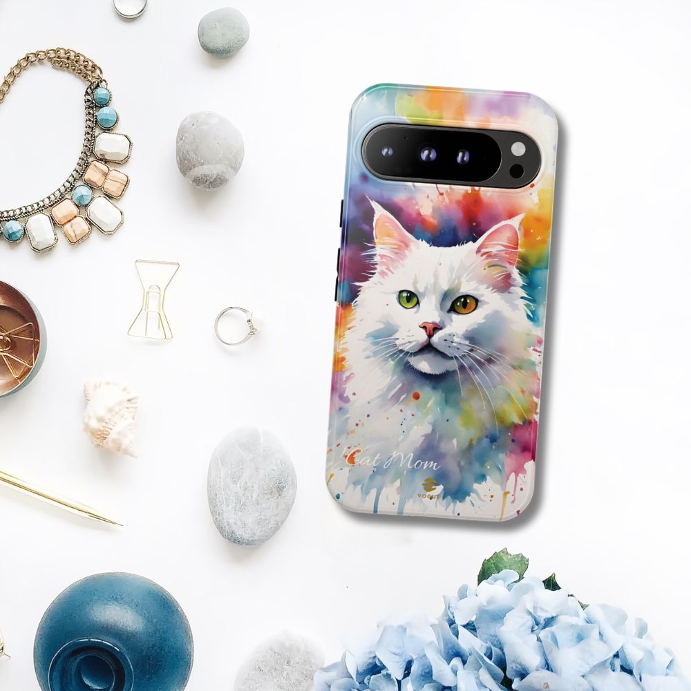 Custom White Cat Google Pixel Tough Phone Case