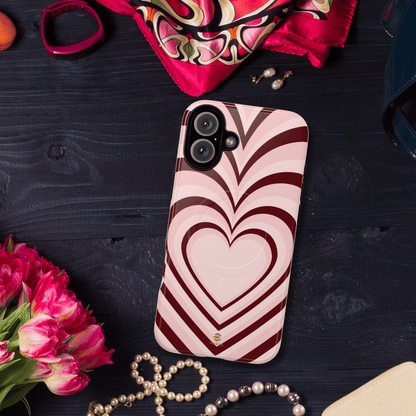 Burgundy Hearts Design - Phone Case MagSafe, Love, Valentine's Day Gift for Her