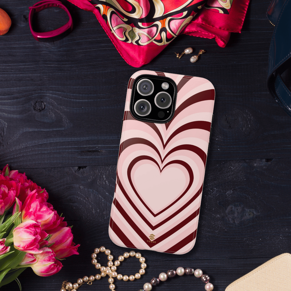 Burgundy Hearts Design - Phone Case, Love, Valentine's Day Gift for Her