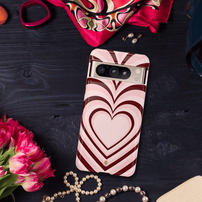 Burgundy Hearts Phone Case For Valentine's day Google pixel