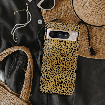 Funda para Google con estampado de leopardo dorado