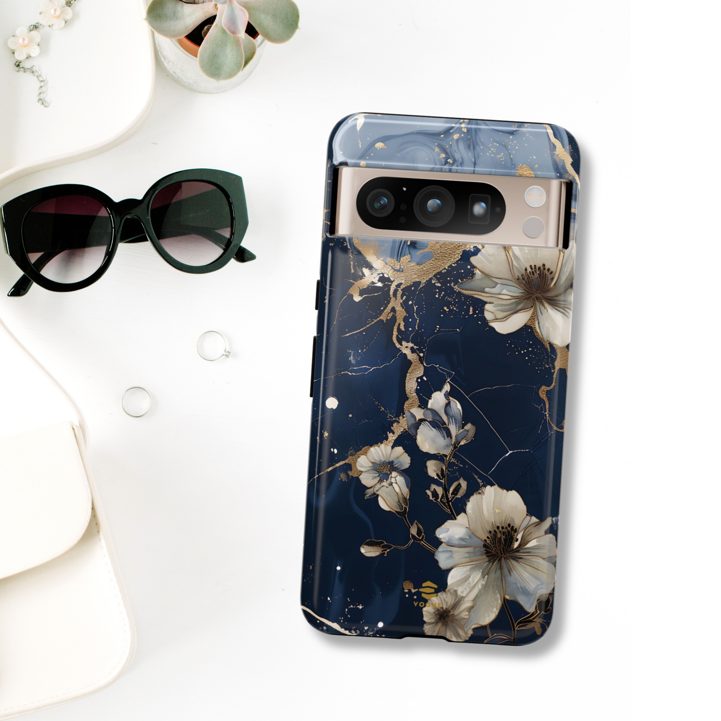 Funda para Google con diseño floral de mármol