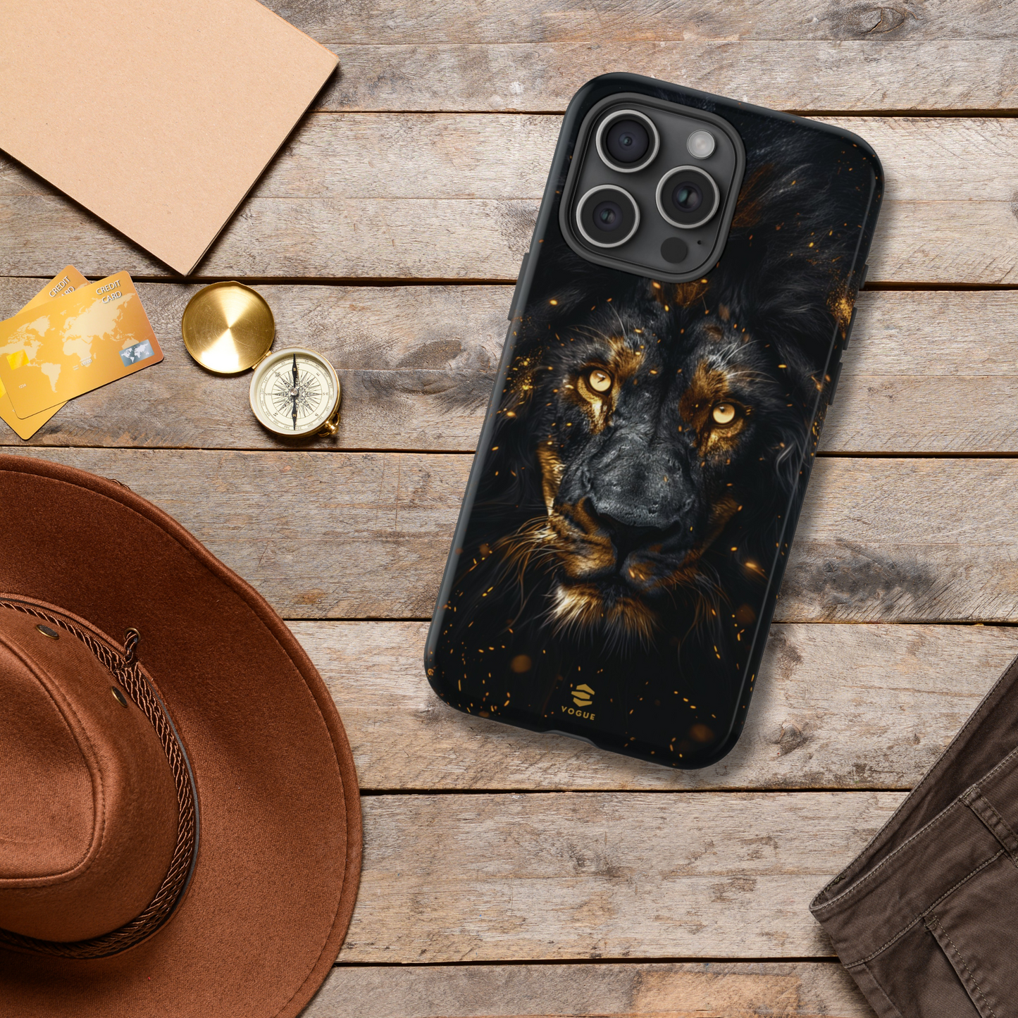 Funda para iPhone con diseño de león negro