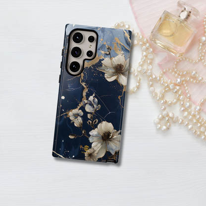 Funda Samsung con diseño floral de mármol