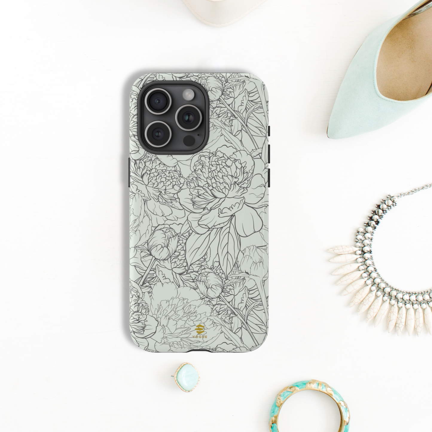 Sage Peony Garden iPhone Case