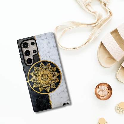 Funda para Samsung con diseño de mandala dorado