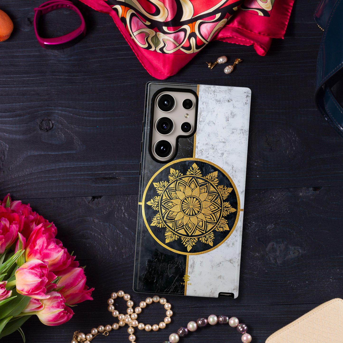 Funda para Samsung con diseño de mandala dorado