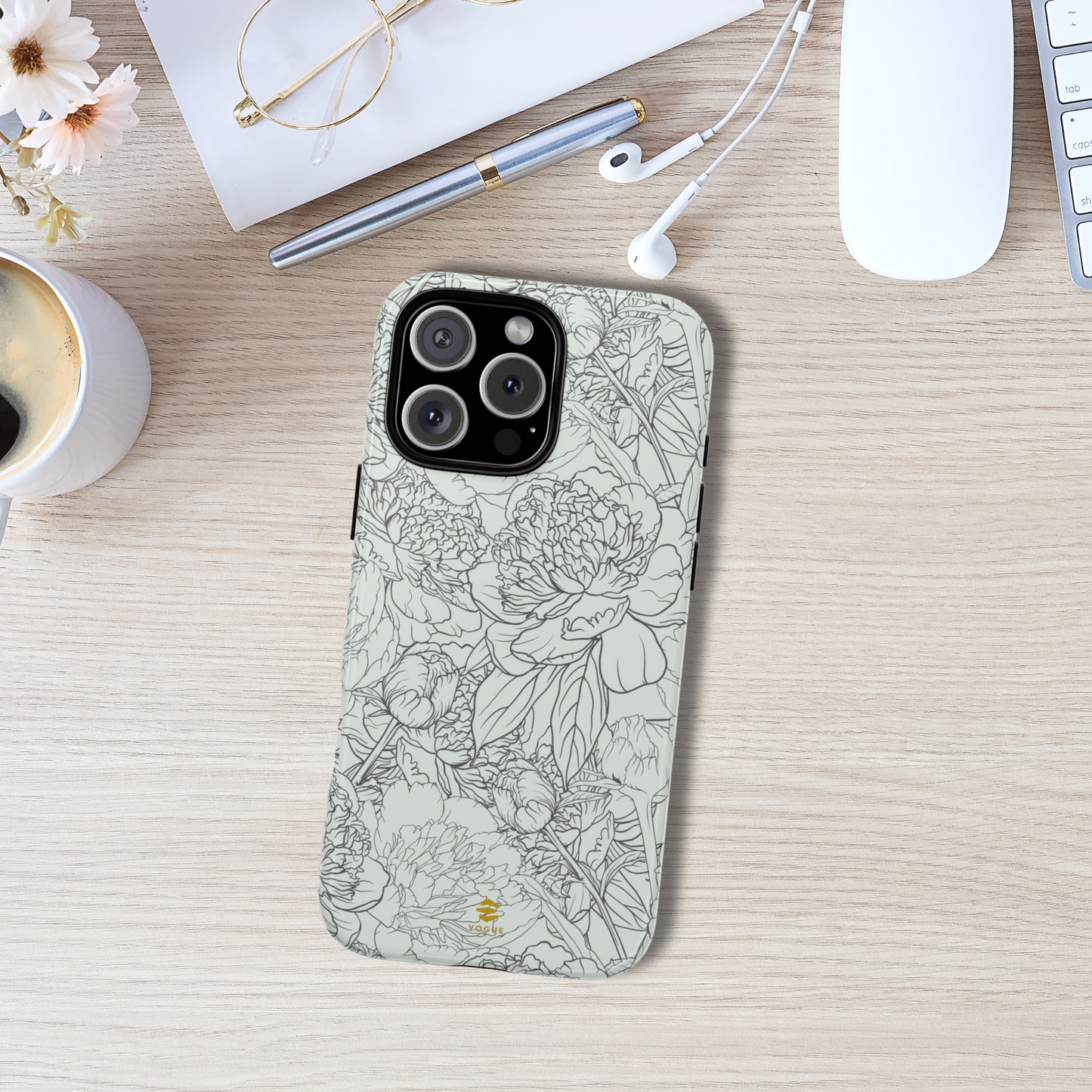 Sage Peony Garden iPhone Case