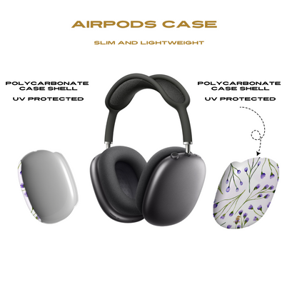 Estuches para AirPod Max con diseño de flores de color lila