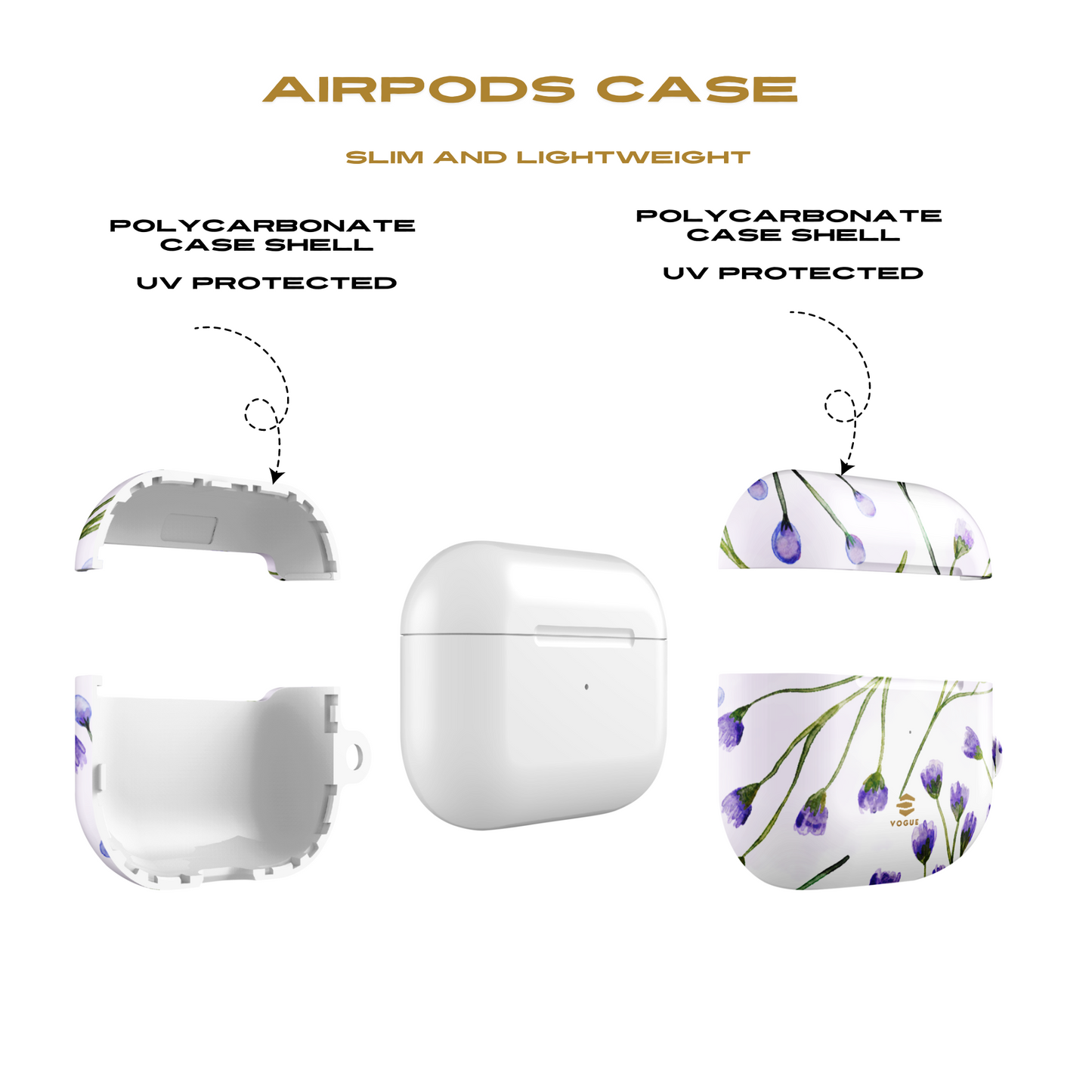 Estuches para AirPods con diseño de flores de color lila