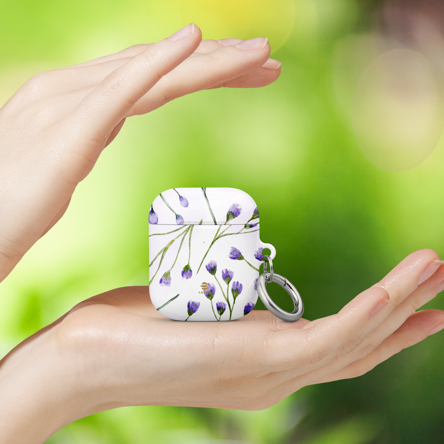 Estuches para AirPods con diseño de flores de color lila