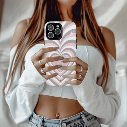 Pink & Grey Heart Design - Phone Case, Love, Valentine's Day Gift for Her