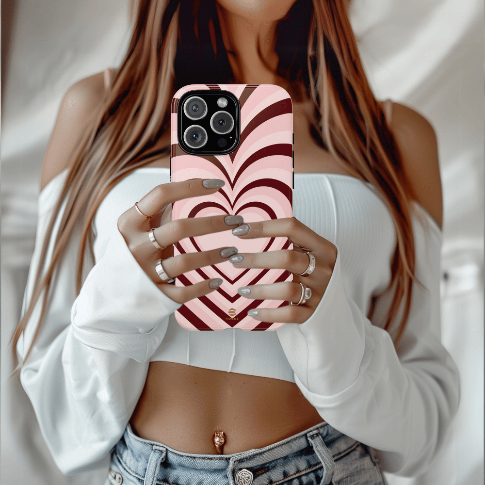 Burgundy Hearts Design - Phone Case, Love, Valentine's Day Gift for Her